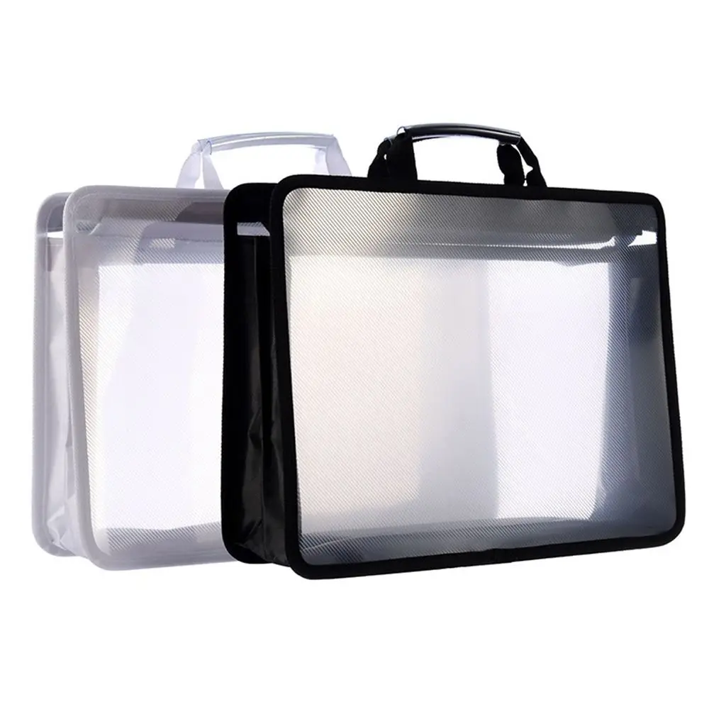 Portable PP A4 File Folder Transparent Large Capacity Tutoring Bag Handheld Book Test Paper Storage Bag Gift