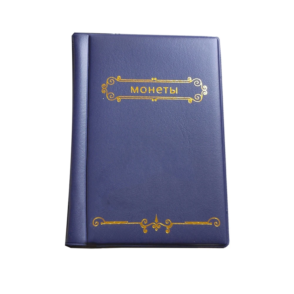 Coin Album Collection Book Transparent 15*11 Cm High Quality Non-slip Flap PU Leather Plastic Sturdy Black/Blue