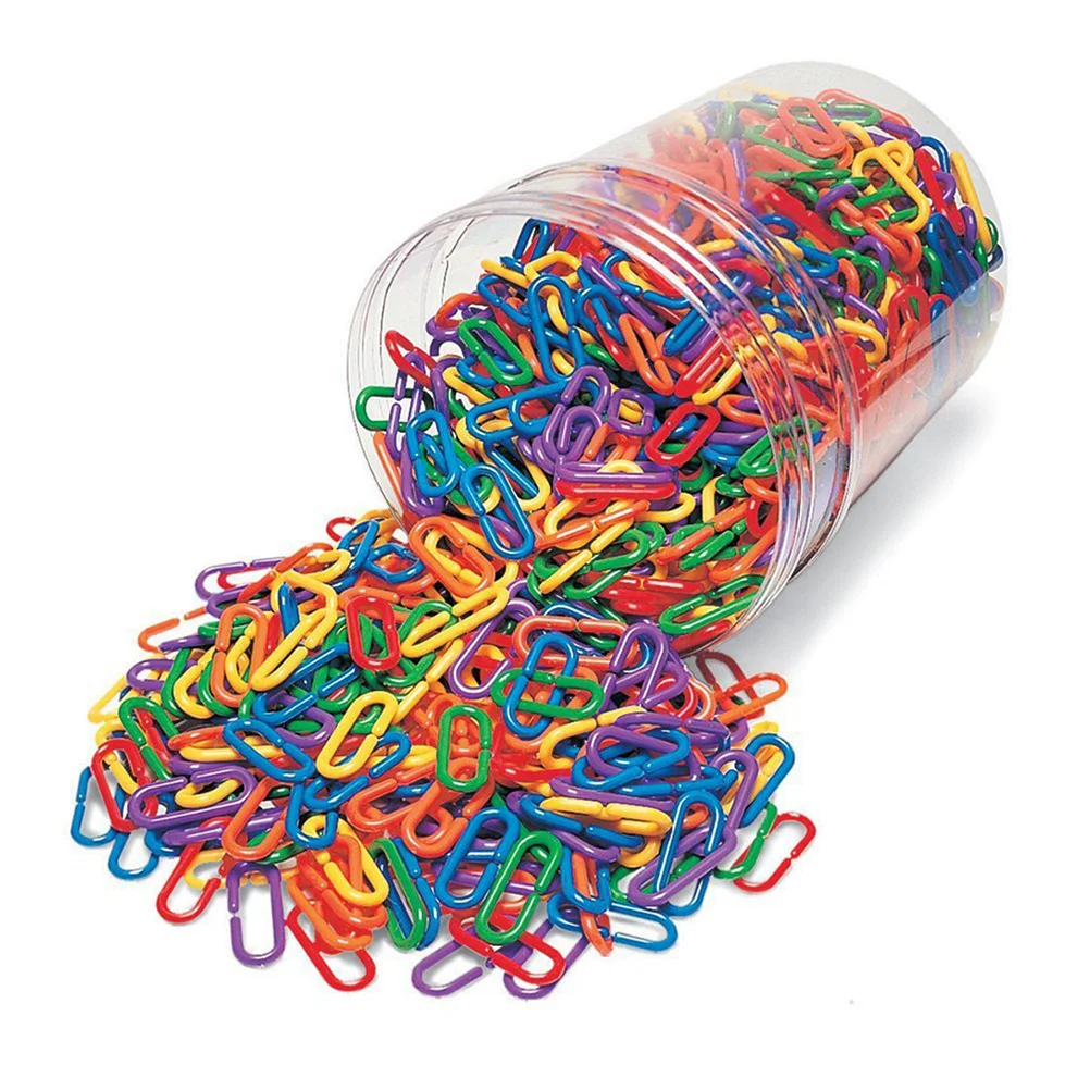 

200 pcs Plastic C-Clips Chain Links 3.5X1.5X1.5Cm Colorful Eco-Friendly Parrot For Small Birds Foot Training Playtime Parakeet