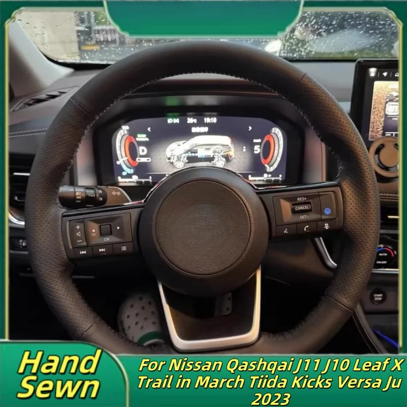 

Car Steering Wheel Cover Hand-Sewn Microfiber Leather For Nissan Qashqai J11 J10 Leaf X Trail in March Tiida Kicks Versa Ju
