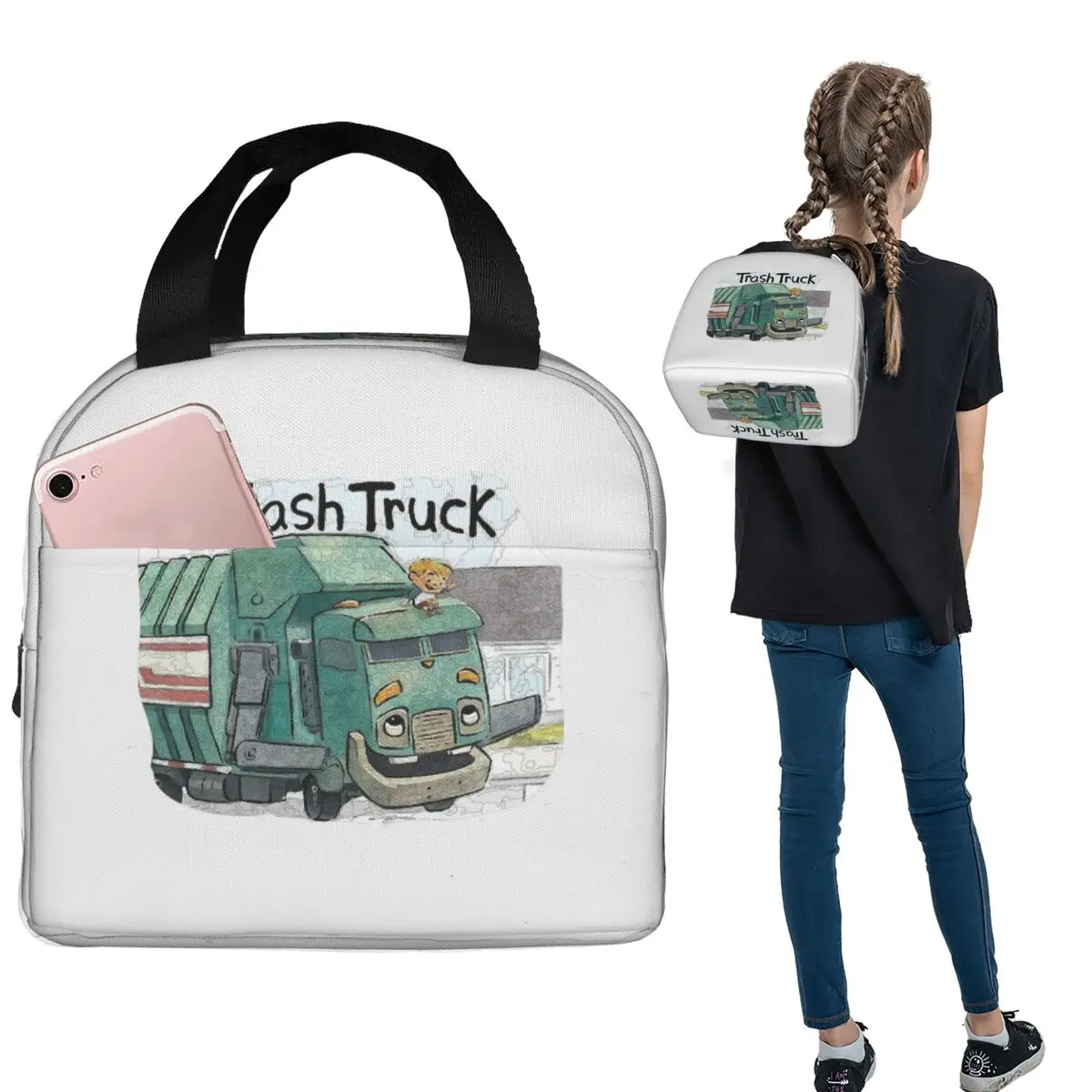 Trash Truck Cartoon Netflix Insulated Lunch Bag for Women Children Portable Food Boxes Thermal Lunch Box Tote