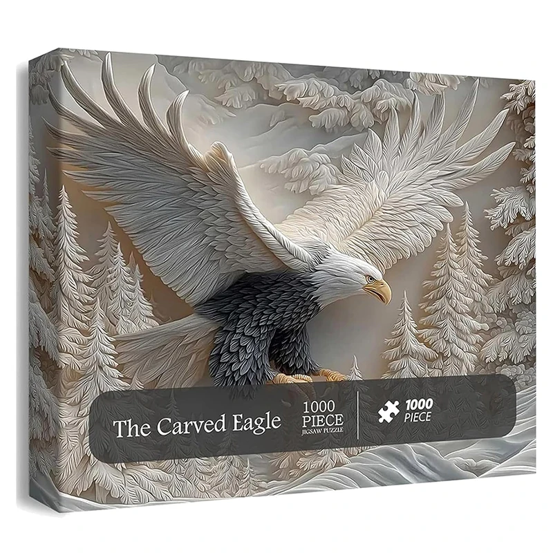 1000 Pieces The Carved Eagle Jigsaw Puzzle Majestic Bald Eagle Wildlife Puzzle Game Animal Themed Gift for Children
