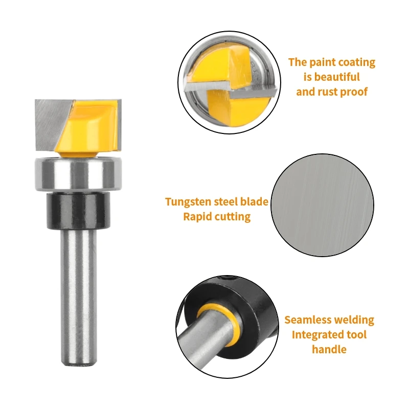 YUSUN  Cleaning Bottom Bit With Bottom Bearing Router Bit Carbide Cutters Woodworking Milling Cutter For Wood Bit Face Mill