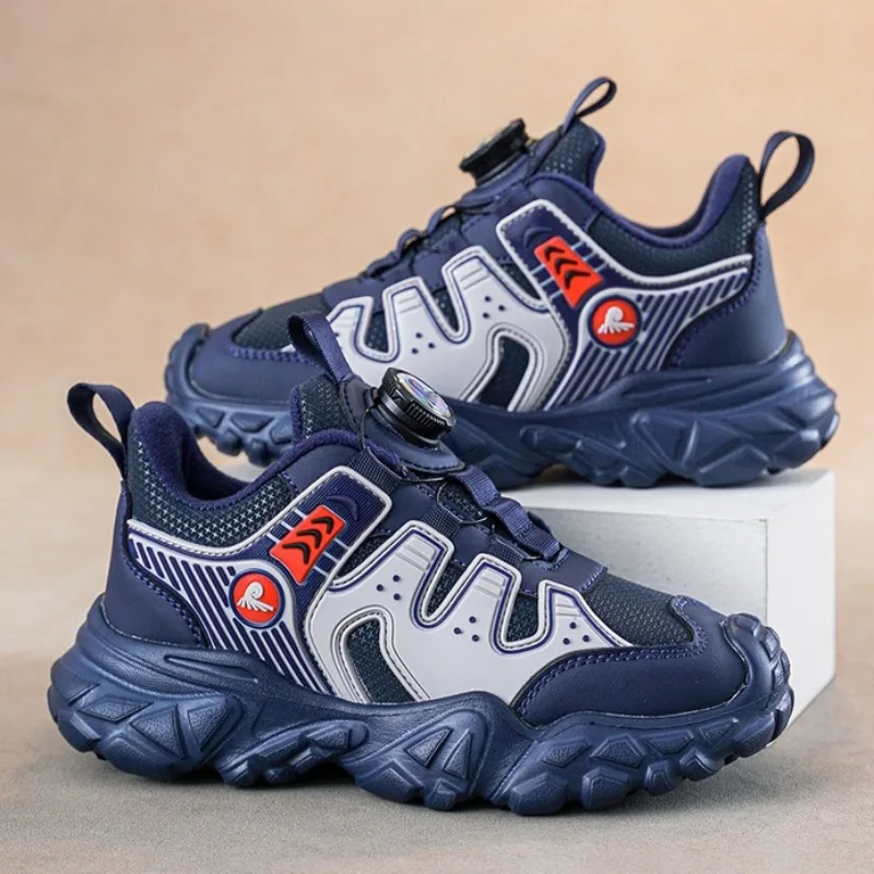 

Детские спортивные кроссовки для мальчиков и девочек, модные кроссовки, дизайнерские дышащие противоскользящие повседневные теннисные туфли, кроссовки с вращающейся пряжкой