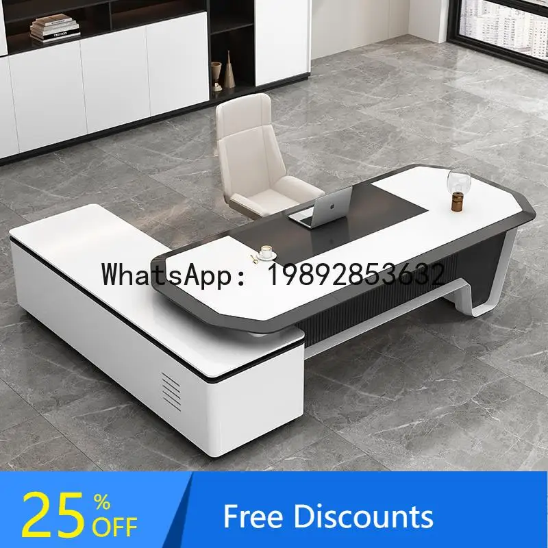 

CZ Lacquered Office Desk High-End Simple Modern White Manager Desk Office Furniture Desk and Chair