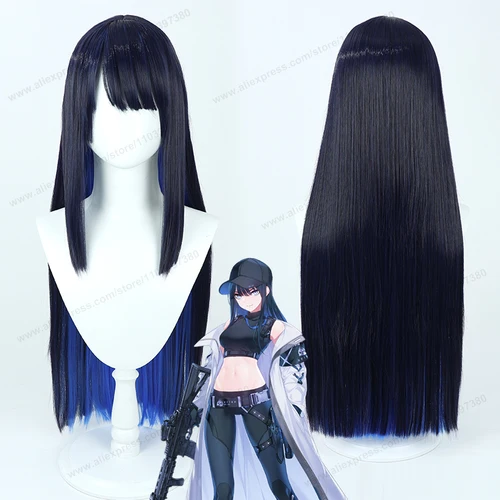 Imagen 1 del producto Peluca de Cosplay Jomae Saori de 75cm, peluca sintética de pelo largo azul mezclado negro para mujer, pelo resistente al calor, pelucas de alta calidad