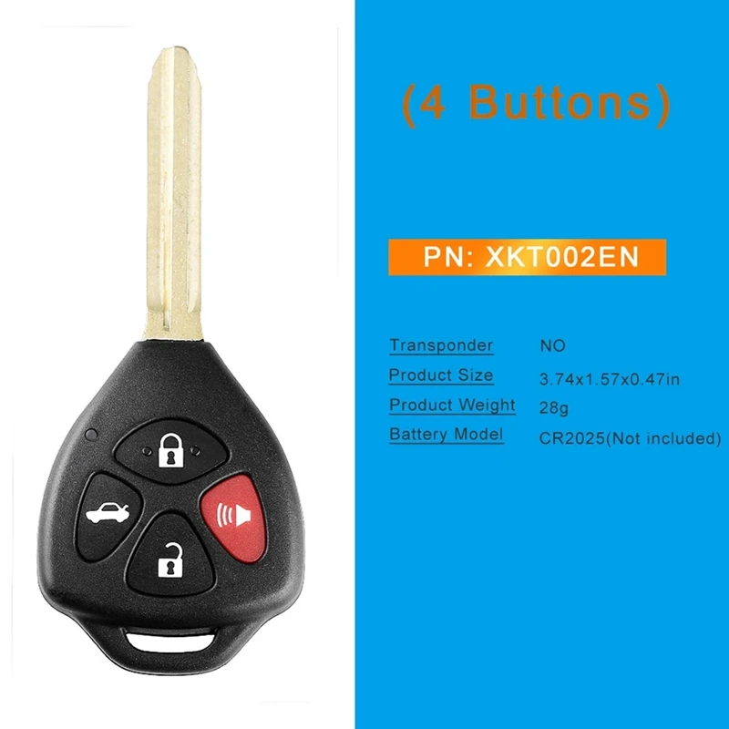 Remote Key Fob For Xhorse XKTO02EN Universal Wire 4 Button For Toyota Style For VVDI Key Tool