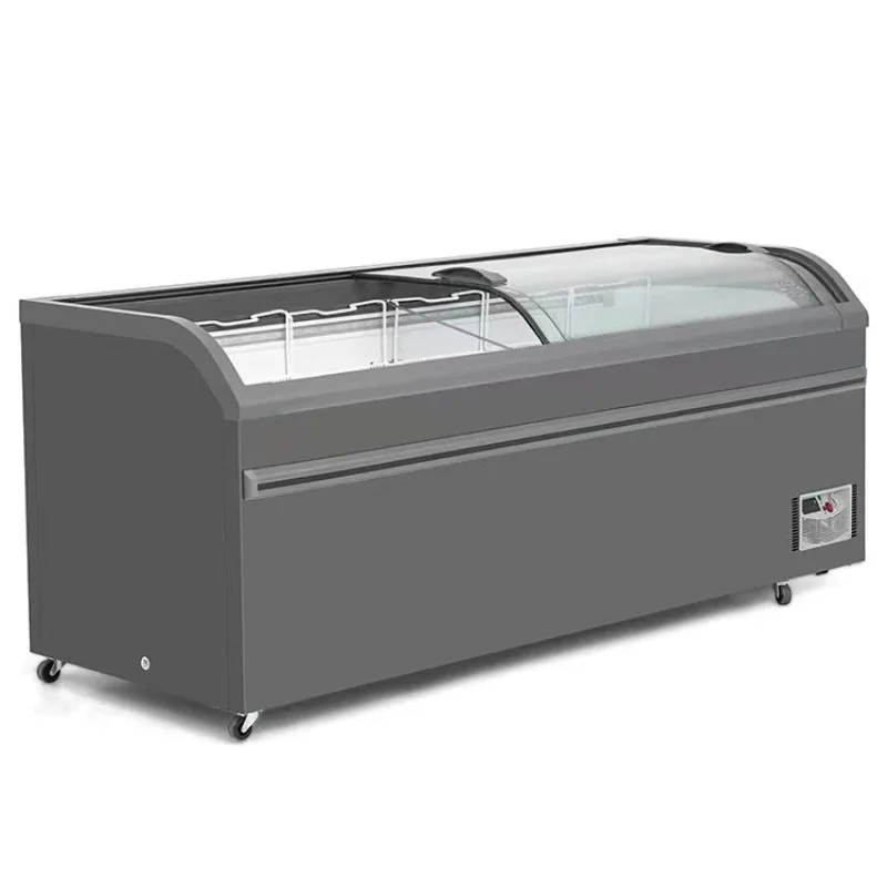 Wholesale Commercial Supermarket Refrigeration Island Freezer High Quality Compressor Sliding Door US Plug New Outdoor Use