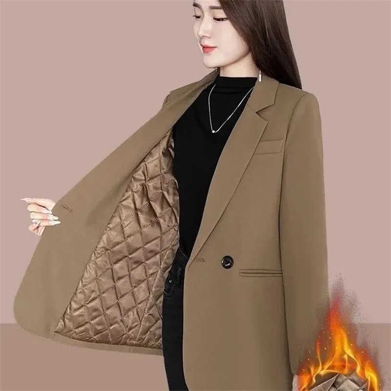 

Women Blazers Autumn Winter Korean Wild Black Suit Coat British Style Double Breasted Office Lady Blazer Jacket Female Tops