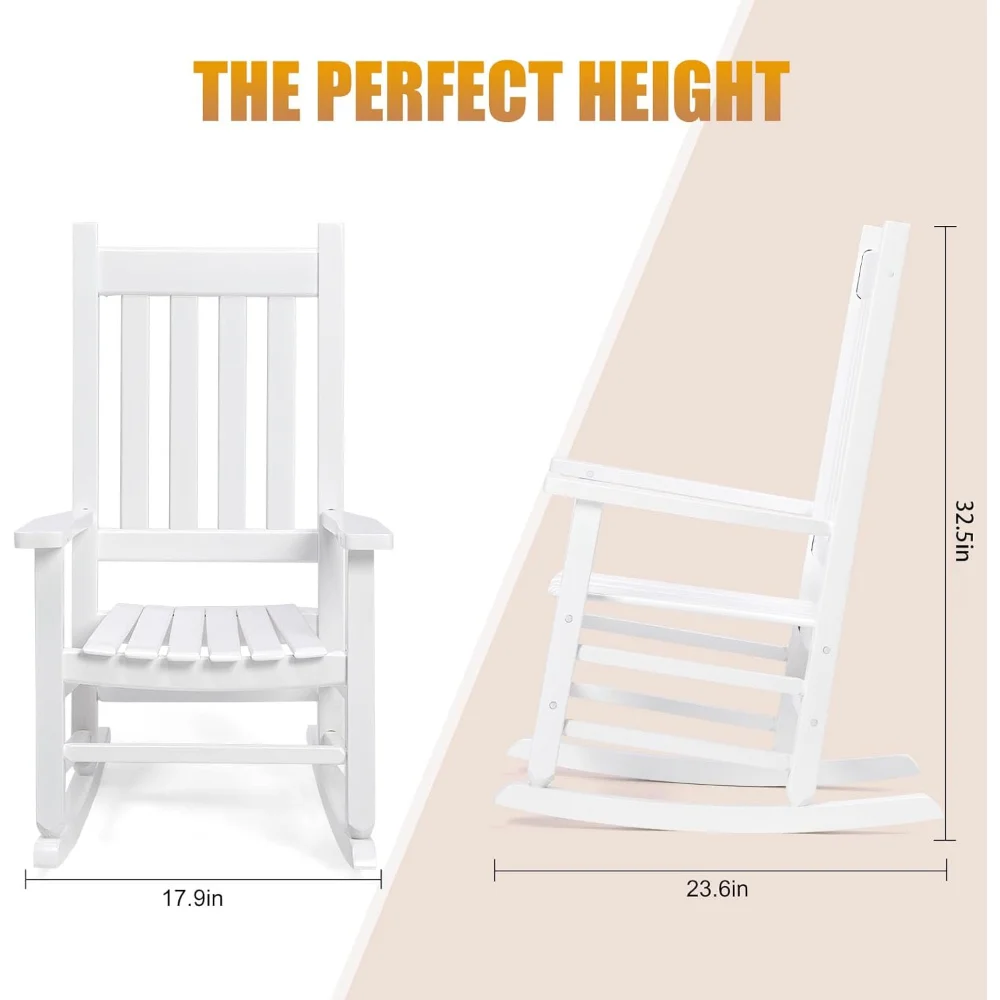 Children Chairs ,Wood Porch Rocker - Perfect for Indoor or Outdoor All Weather Porch Rocker for Garden, Children Chairs