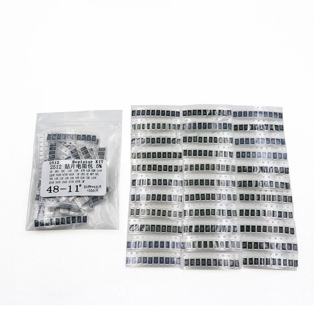 2512 Resistor Assorted Kit 330 Pieces 1 Ohm To 1M Ohm 5% 33 Values For Electronics Projects And PCB Assembly Tools