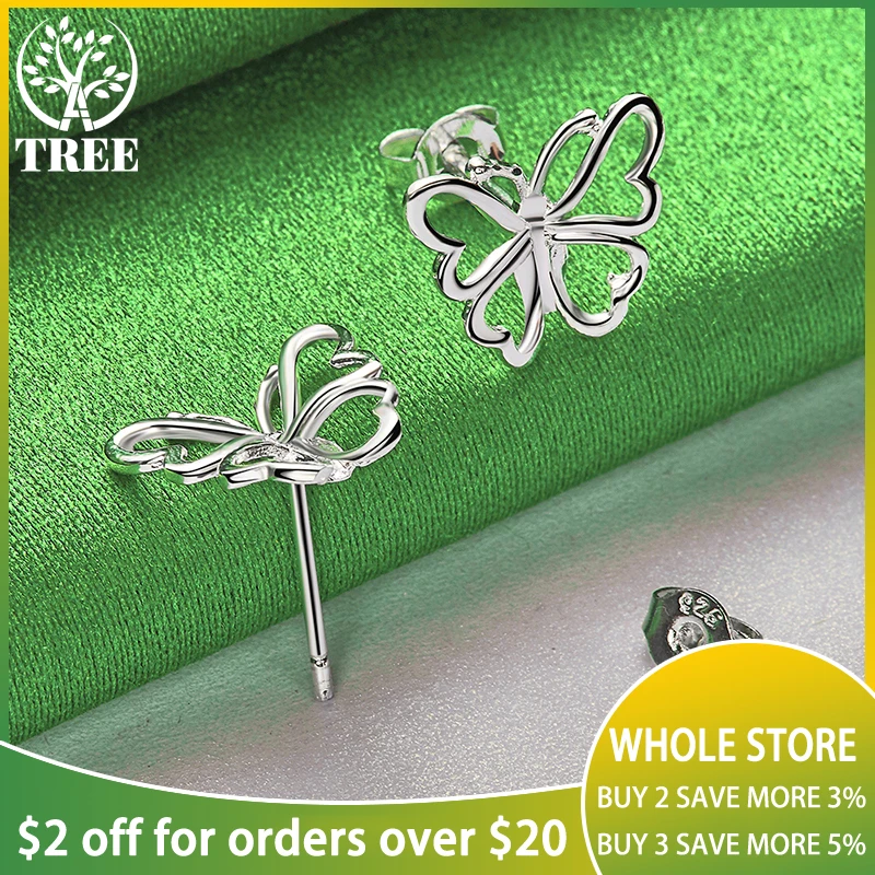 

ALITREE 925 Sterling Silver Hollow Butterfly Stud Earrings For Women Earring Lady Fashion Party Wedding Jewelry Birthday Gifts