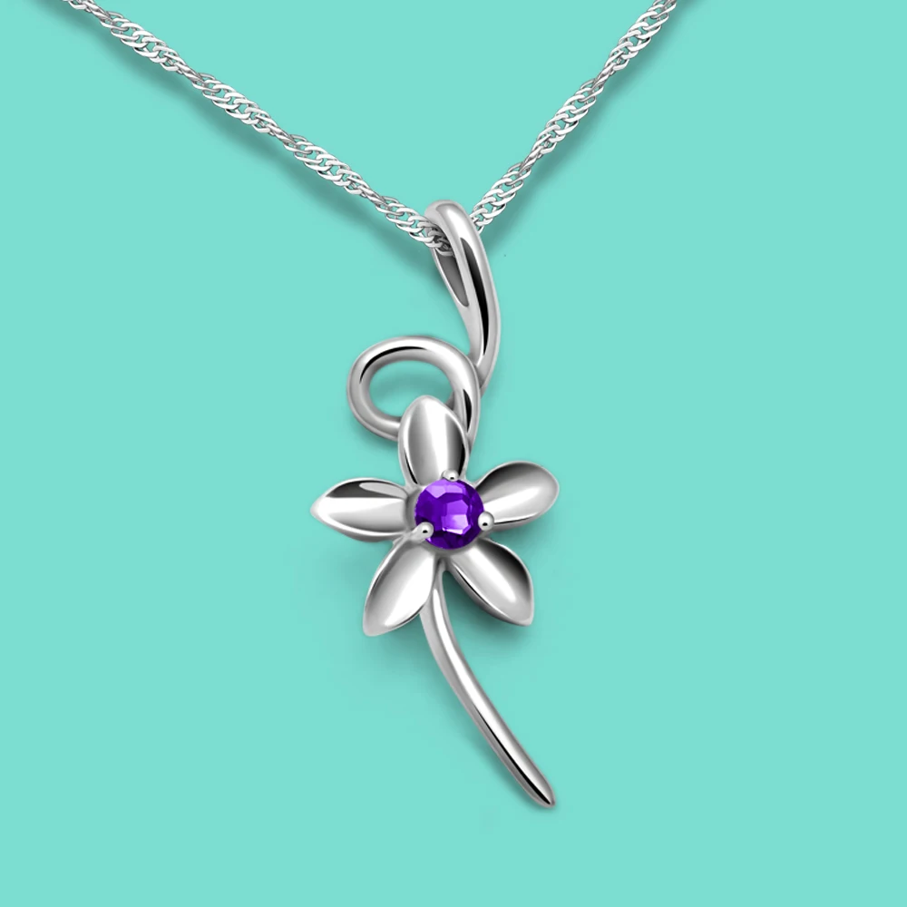 Fashion 925 Pure Silver Flower Necklace Jewelry Choker Pendant Chain Necklaces For Lover Women Men Lady Female Male Gift