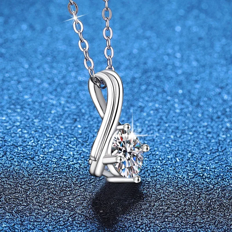 

S925 Sterling Silver Pendant Necklace 1ct Moissanite Minimalist Versatile Jewelry Gift for Women Everyday Elegant Style