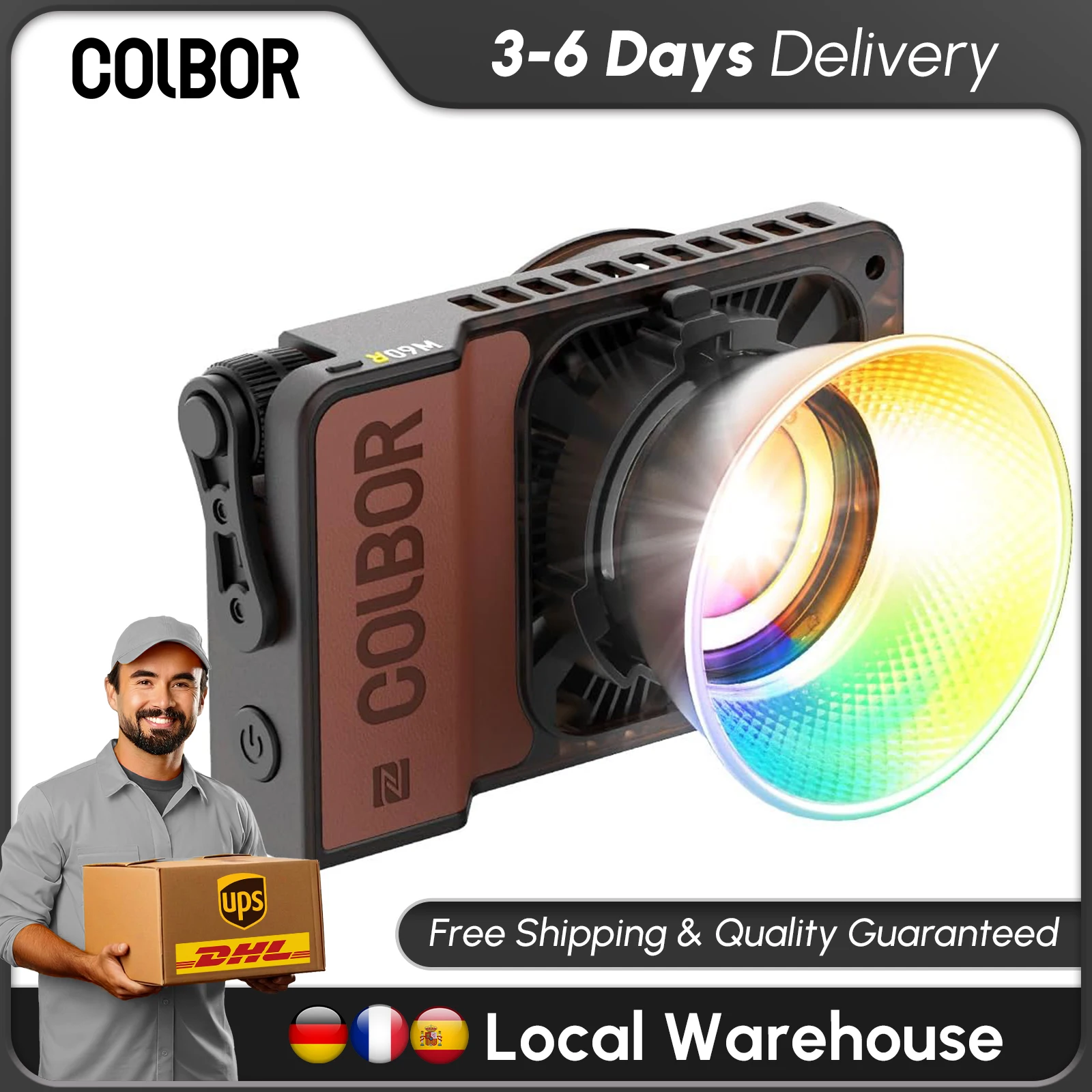 【Stock FR】COLBOR W60R 60W RGB LED Video Light Full Color CRI97 Portable 345g Contrôle par application Type-C DC Photographie intérieure et extérieure