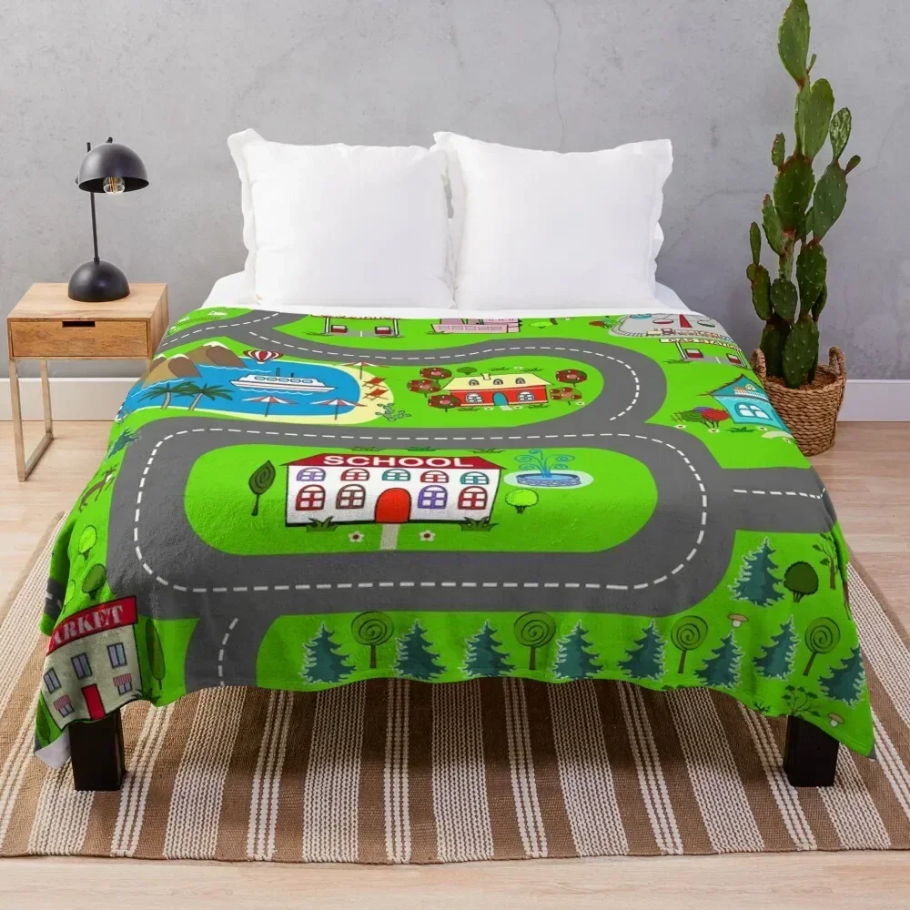 Kids Street Road Cars House Throw Blanket Comforter Warm Hairys Blankets