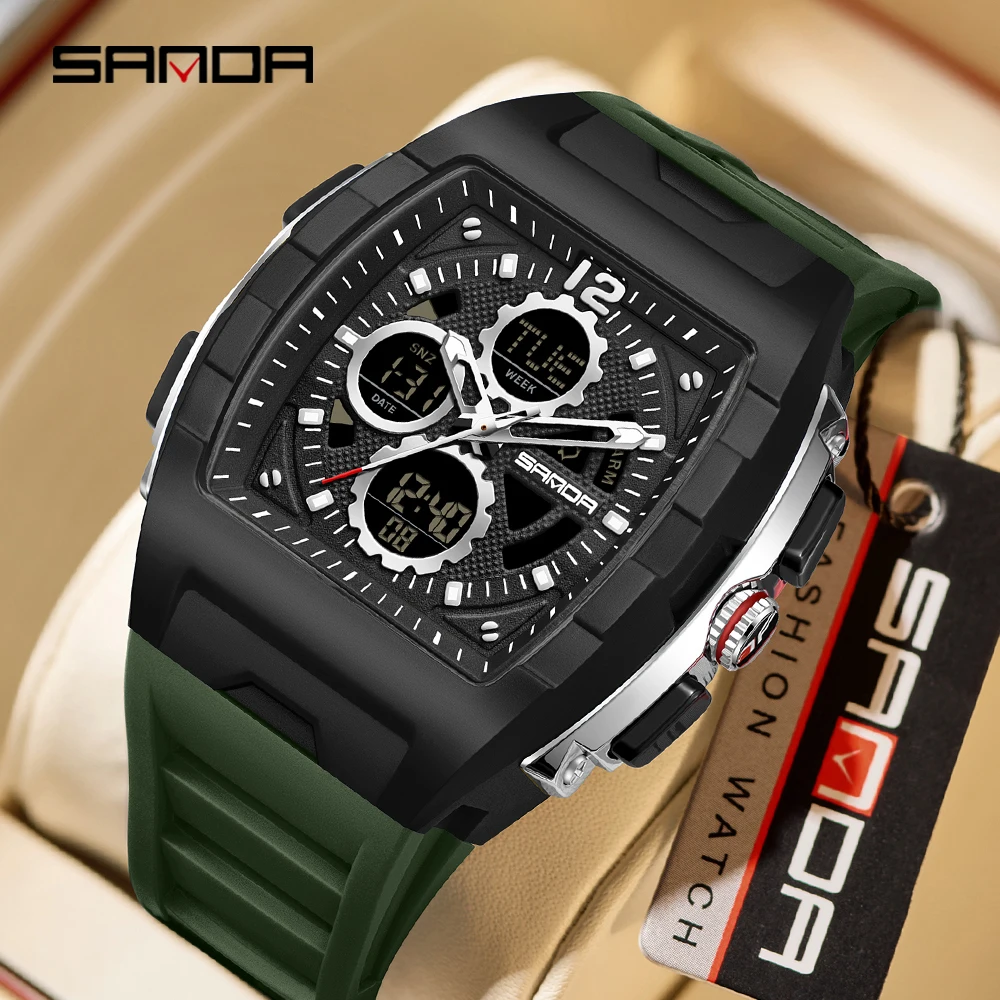 SANDA New Luxury Advanced Electronic Sports Men Watch Digital Multifunctional fashion trend waterproof Shock Watch﻿﻿