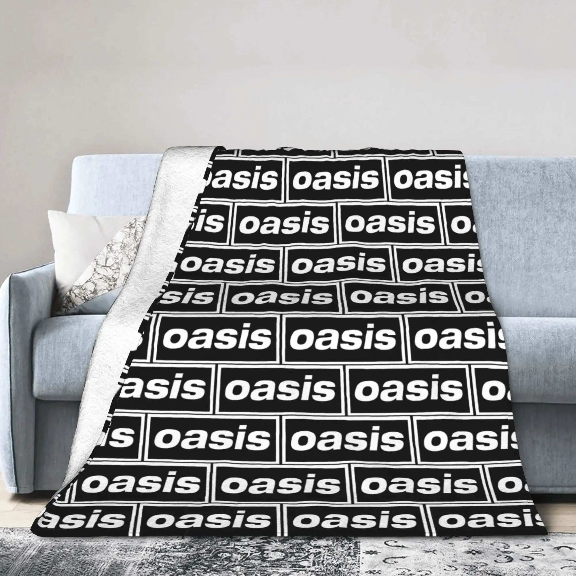 Rock Band Logo British Music Albums  Blanket O-Oasis Fleece Funny Soft Throw Blanket for Bedding Lounge All Season