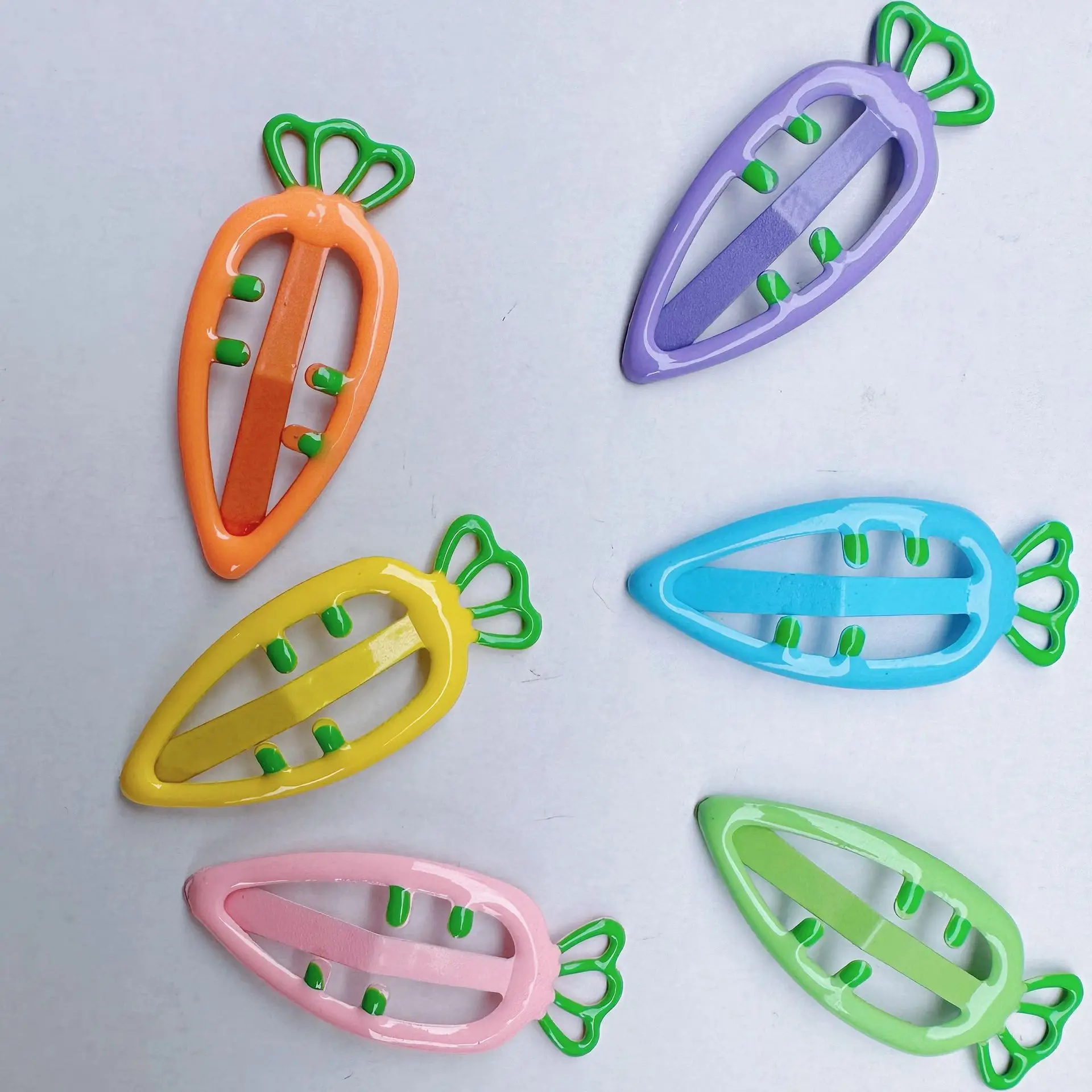 20Pcs Set Cute Hair Pins for Girl 3-12 Years Old Clips Carrot Shape Hairpins Alloy Pentagram Triangle Water Droplet Rectangle