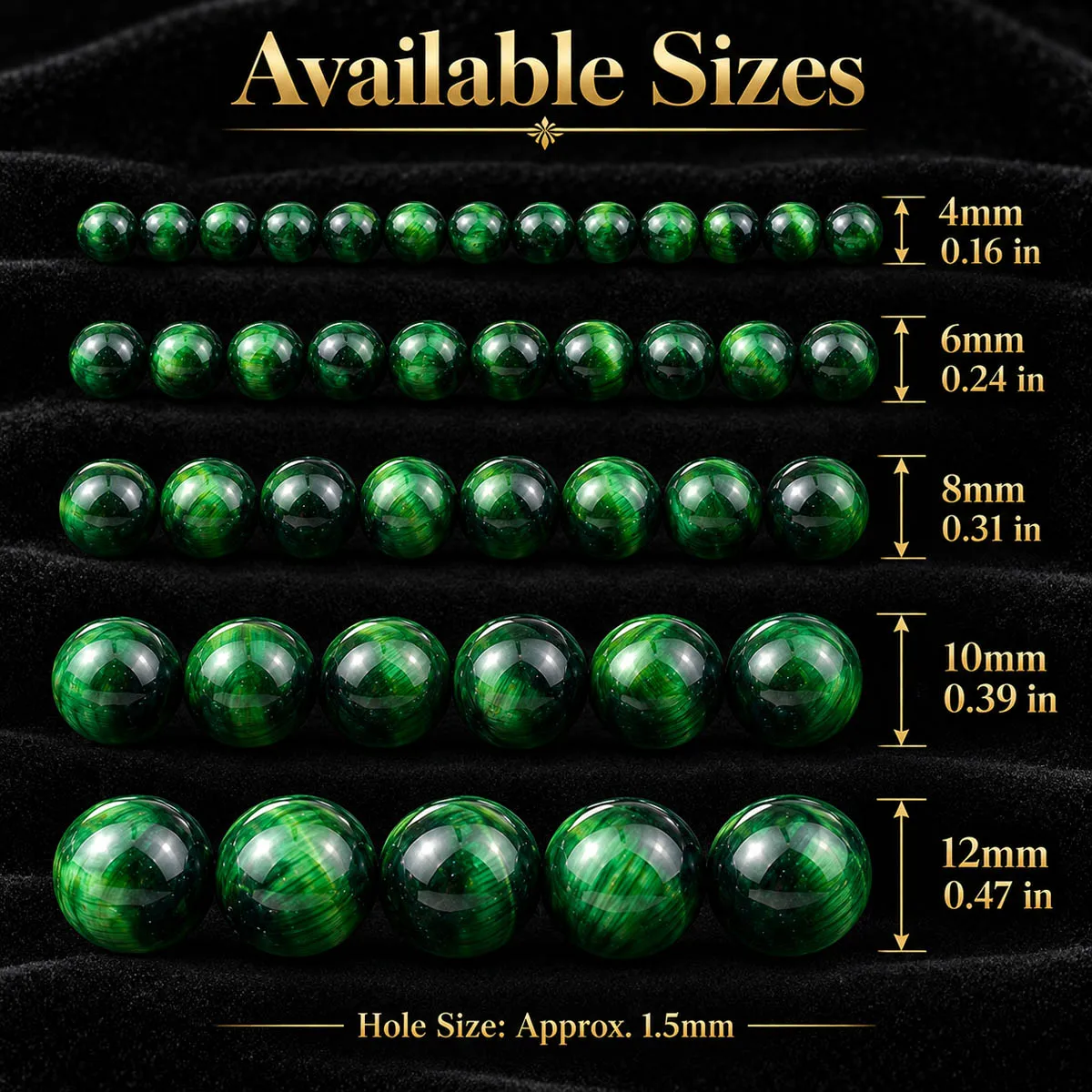 4-12mm 16pcs Stones Half Strand Green Tiger's Eye Spacer Loose Beads For Jewelry Bracelets Necklace Making DIY Accessories