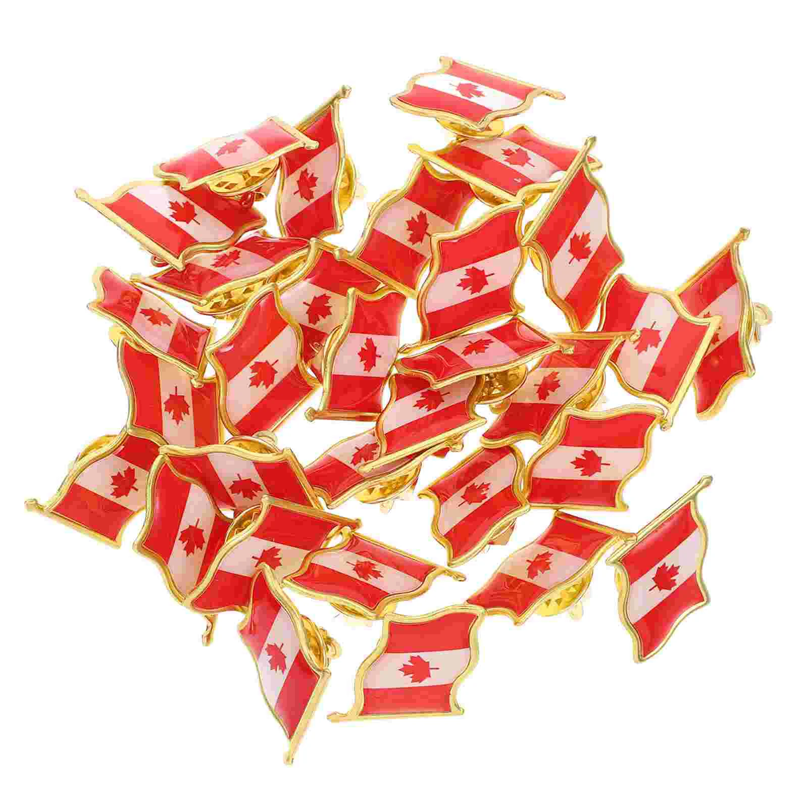 

25 Pcs Flag Brooch Badge Canada Men Suit Clothes for Travel Aesthetic Patriotic