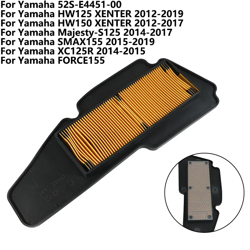 

motorcycles air filter for Yamaha 52S-E4451-00 HW125 HW150 XENTER Majesty-S125 SMAX155 XC125R FORCE155