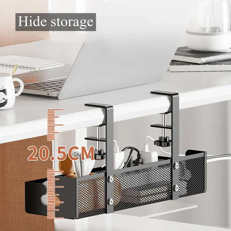 No Drilling Under Desk Wire Management Tray Retractable Cable Organizers in Home Office PC Router Data Wire Metal Storage Rack