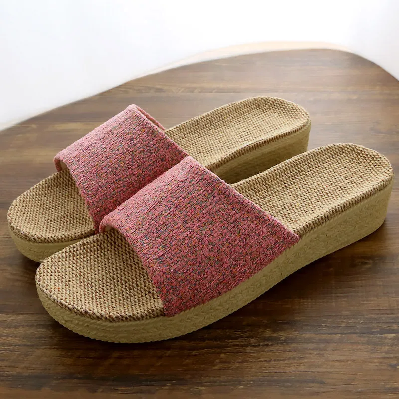 Linen Slippers Female Summer Home Knitting Fashion Breathable Light Lovers Cotton and Hemp Slippers Man Slippers Women