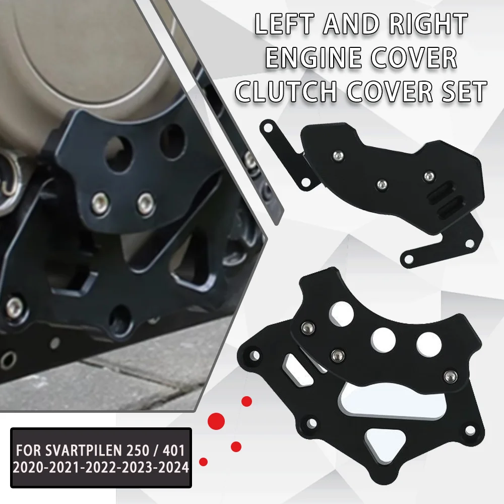 2024 New Left & Right Engine Protector Clutch Cover Set For Husqvarna Svartpilen 250/401 2020 2021 Vitpilen 250/401 2022 2023