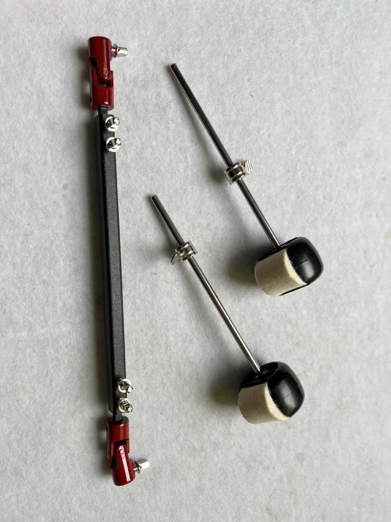 Professional grade double step connecting rod for drum stepping hammer, stepping hammer + rod set