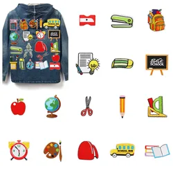 1 pz Patch adesivi ferro su toppe per abbigliamento cucito ritorno a scuola ricamo fusibile Applique Badge borsa decorazione strisce