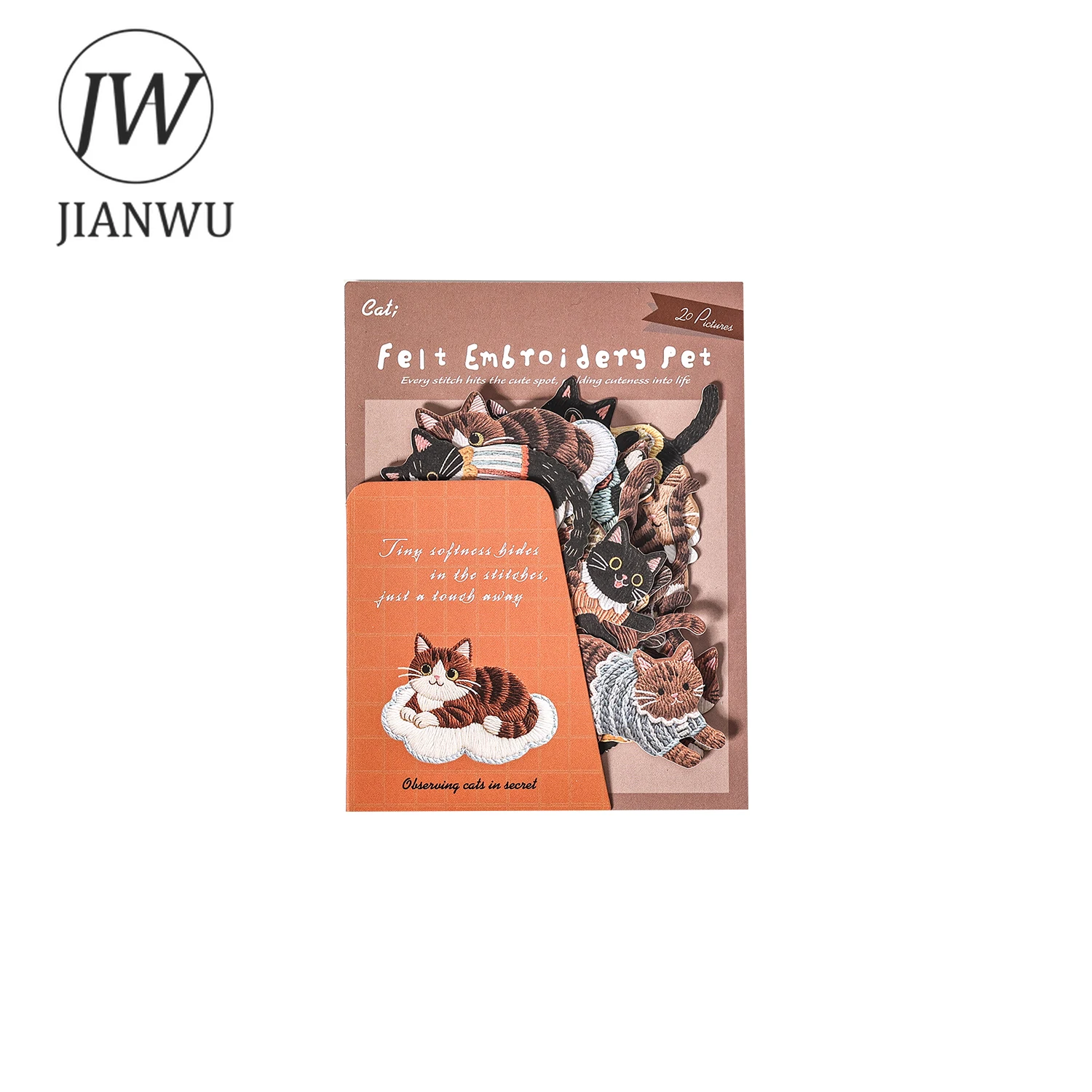 JIANWU غامض التطريز Cuties سلسلة Kawaii القط الكلب الحيوانات الأليفة المشهد المواد ملصق الكولاج الإبداعية DIY مجلة القرطاسية