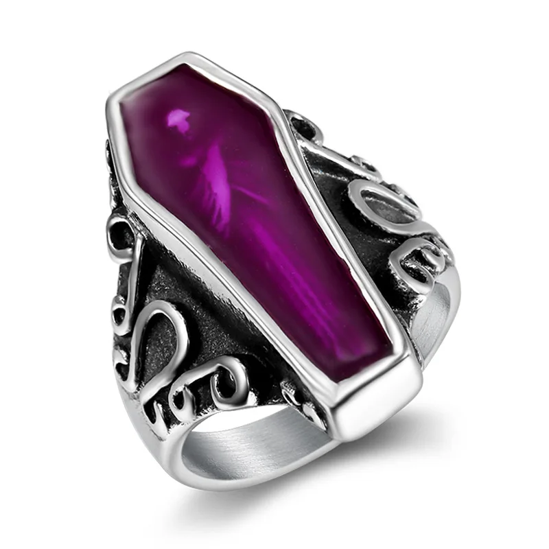 Gothic Mummy Vampire Coffin Men Rings Stainless Steel Women Jewelry Punk Rock Cool Stuff Fashion Accessories Gift Wholesale