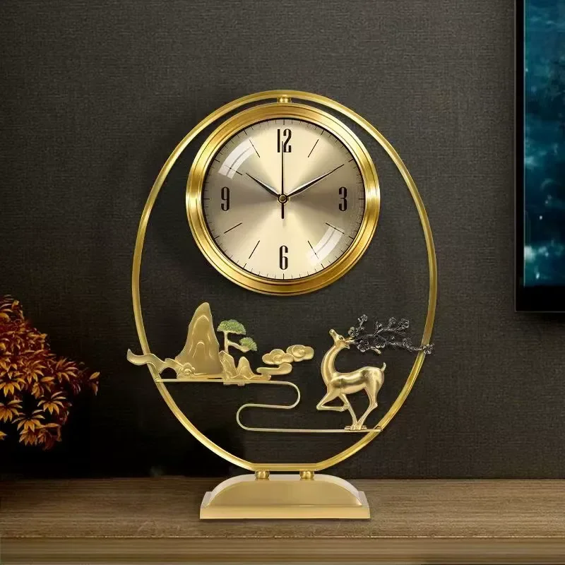 Nordic Style Silent Pendulum Table Clock 31x42.5cm Modern Luxury Handmade Home Decor for Living Room Simple Design Wall Desk