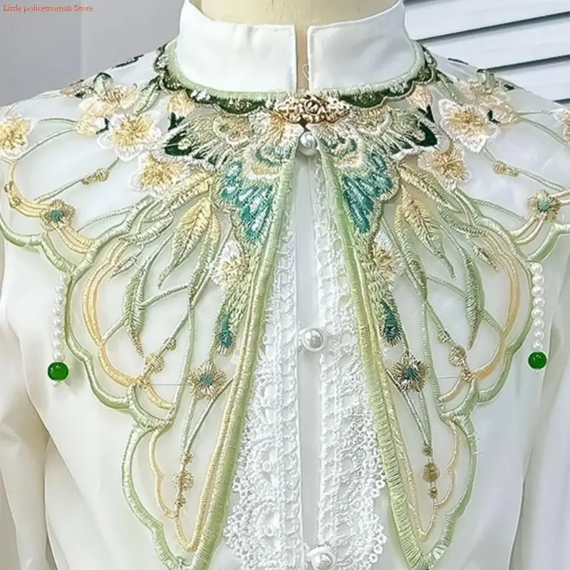 

F92D китайский шарф с накладным воротником, вышивка, бабочка, жемчуг, кисточки, шаль Yunjian, накидка