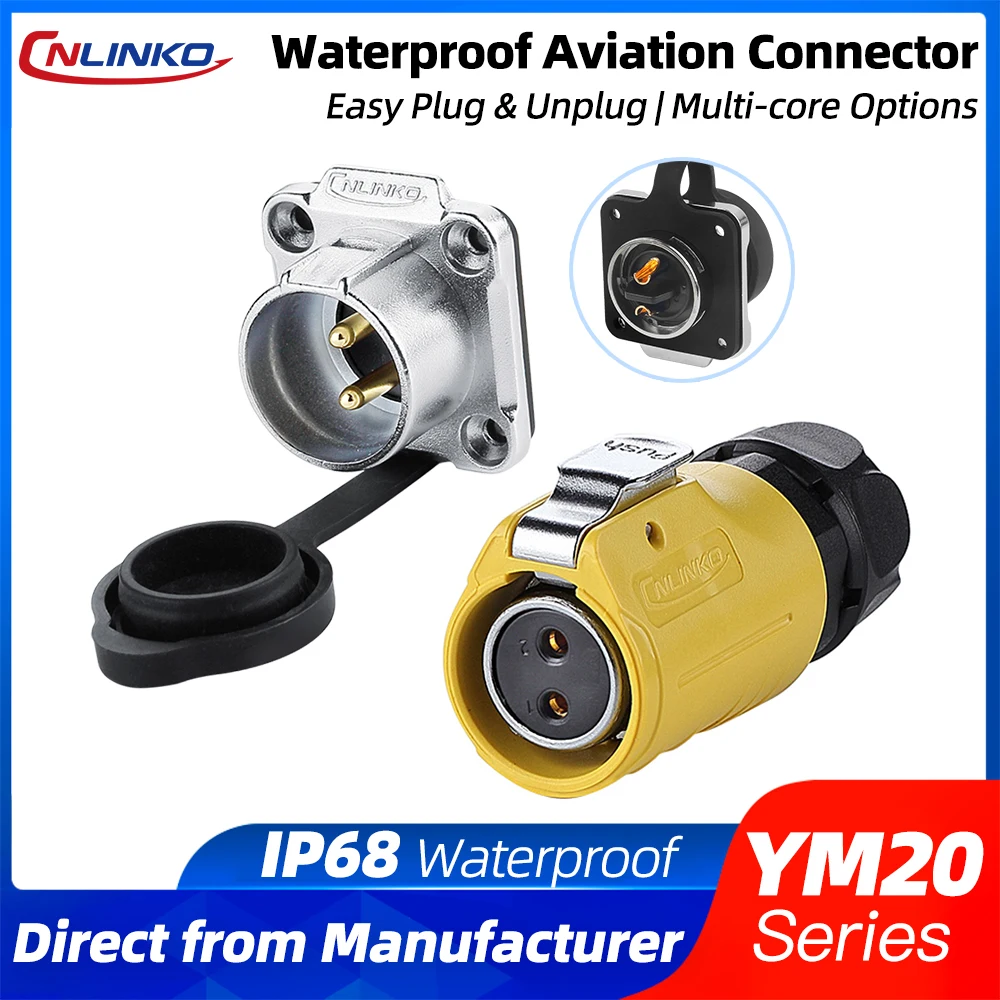 

CNLINKO LP20 Водонепроницаемый электрический разъем IP68 Круглые разъемы Быстрая блокировка 2-12-контактный разъем питания для наружного светодиодного освещения