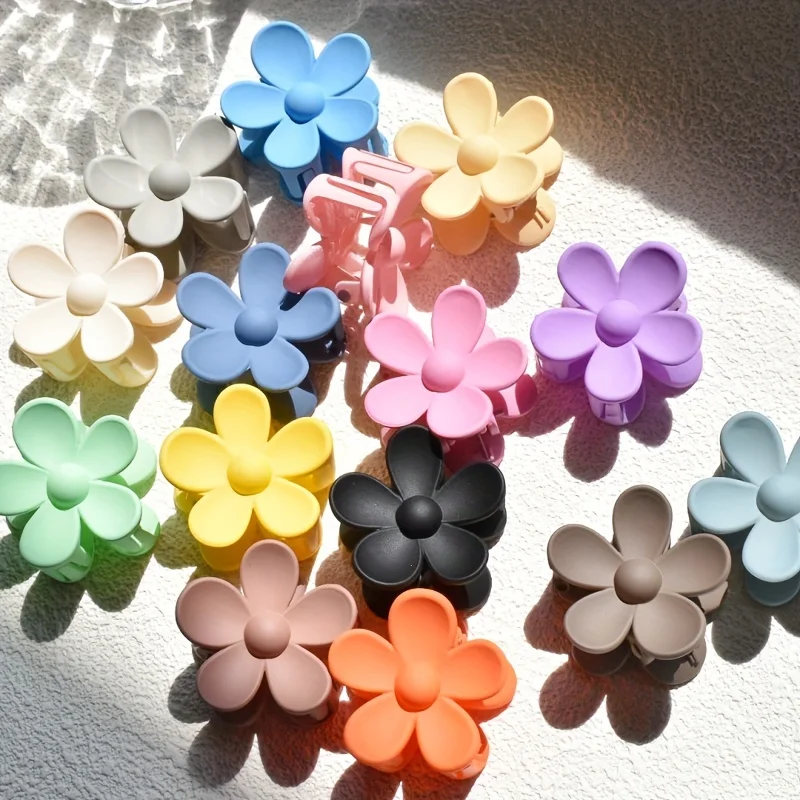 8 / set of women\'s fashion flower clip frosted small Hair clip Macaron Color Flower clip Neutral color flower clip