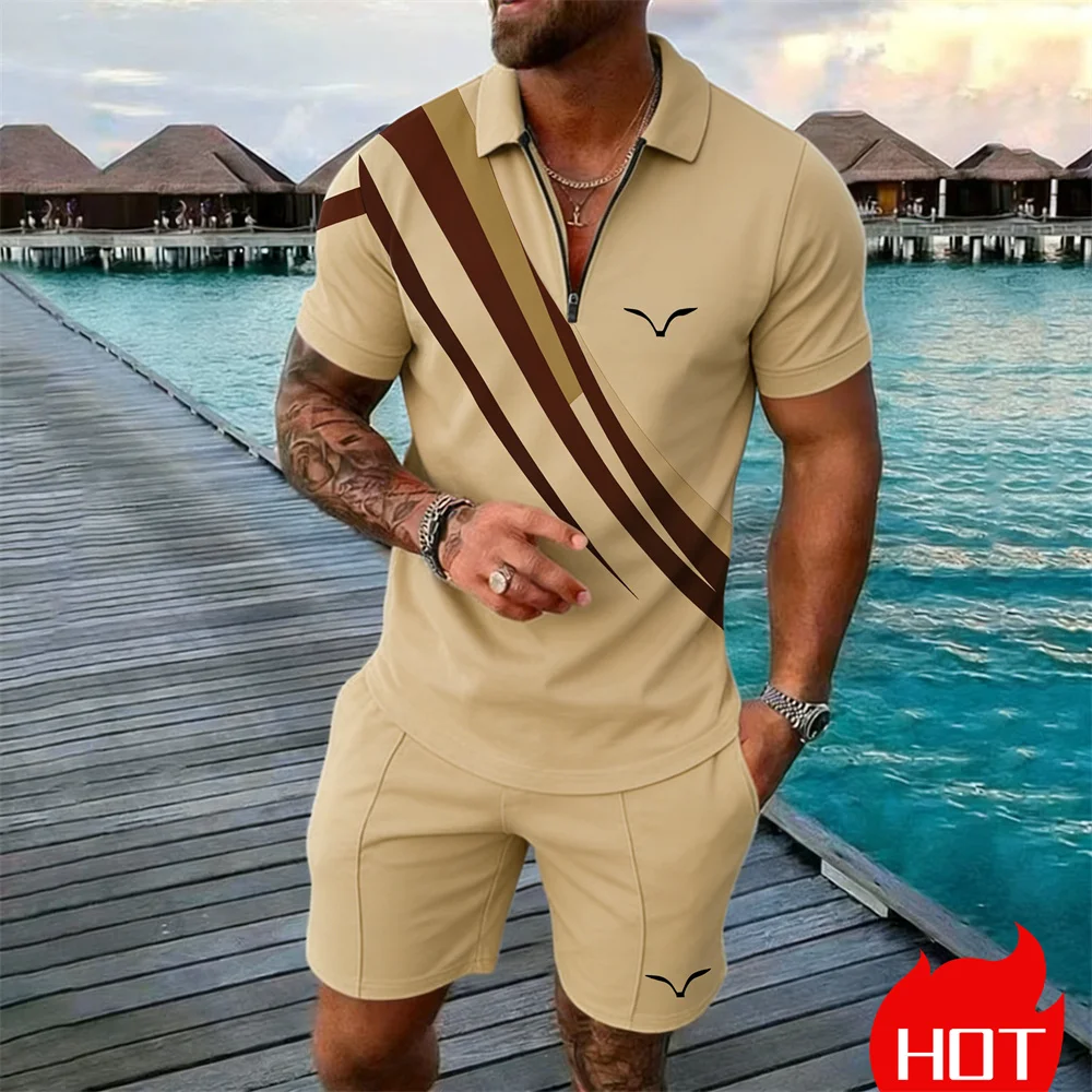 Summer Set Stripe Y2k Clothing 2 Piece Set For Man Polo Shirt Set Daily 2 Piece Set Classic Leisure Polo  Matching Sets For Man view 6