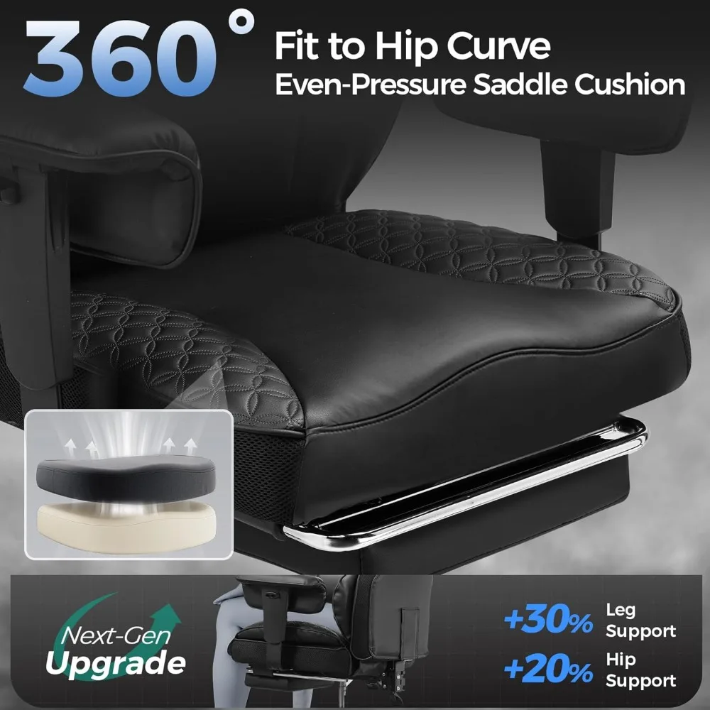 Heavy-Duty Ergonomic Gaming and Office Chair with Footrest, Supports up to 400lbs, Pocket Spring Lumbar Support