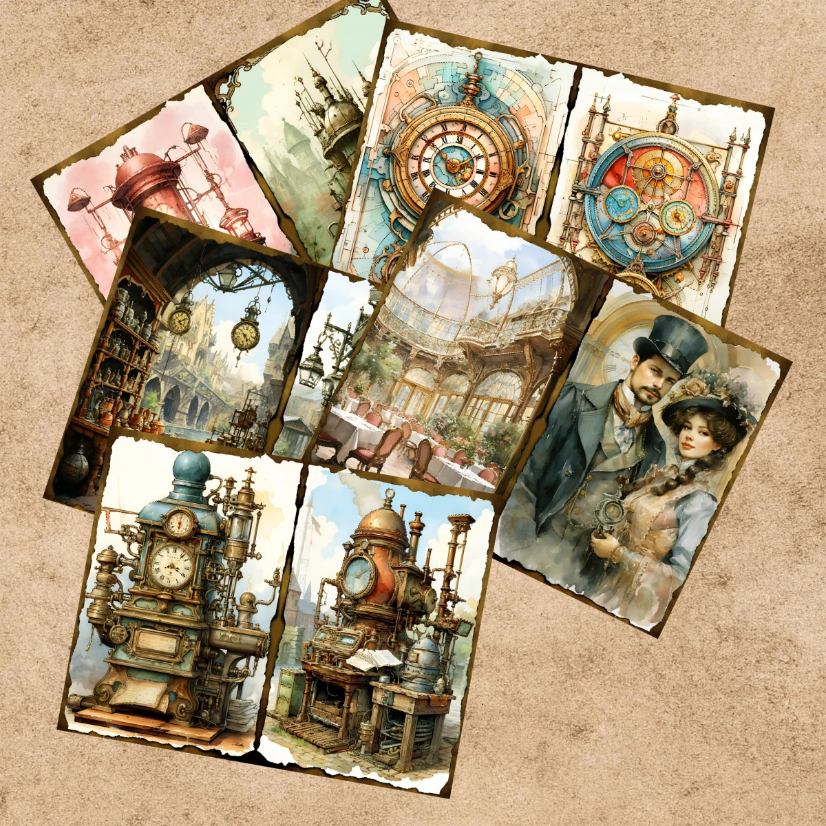 10 Sheets A5 Size Retro Features Pendulum Background Vintage Grunge Journal Planning Scrapbooking