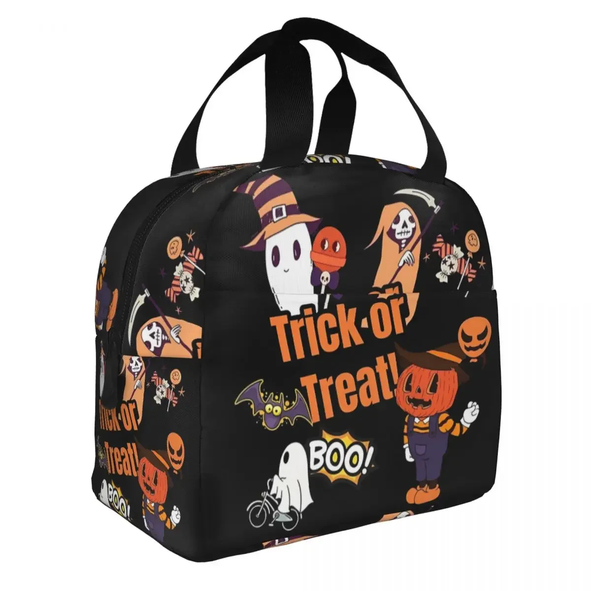 Halloween Trick Or Treat Insulated Lunch Bag Cooler Bag Lunch Pumpkim Ghost High Capacity Tote Lunch Box Men Women Office Picnic