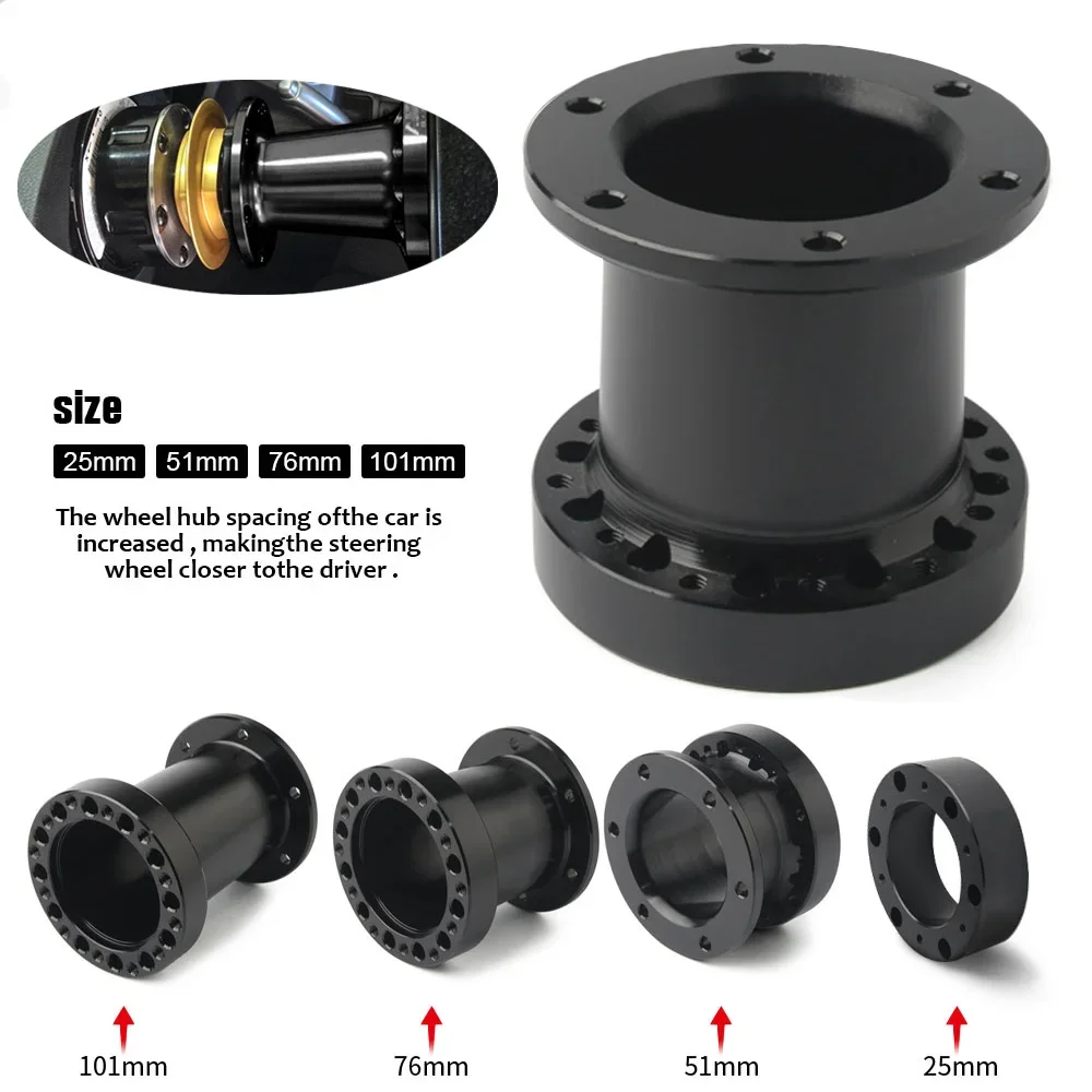 Universal Steering Wheel Hub Spacer 13/51/76/101/128 mm Steering Wheel Hub Boss Kit Adapter Spacer Black