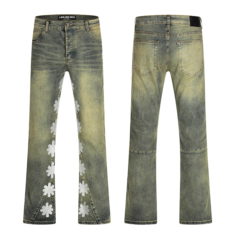 

LOSTSHDWS Джинсы Новые американские тяжелые вышивки Минималистичные облегающие брюки Уличные джинсовые брюки унисекс