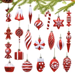 2026 Christmas Ball Alien Decorative Small Pendant Plastic Electroplated Colored Crutch Candy Hexagonal Star Pine Cone Ornaments