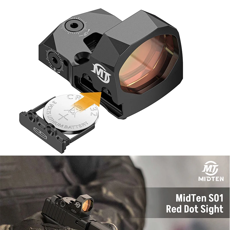 

MidTen Red Dot Sight Shake Motion Awake Mini 3 MOA Red-Dot Optics Scope Pistol Reflex Sights with Adapter for GL MOS & Picatinny