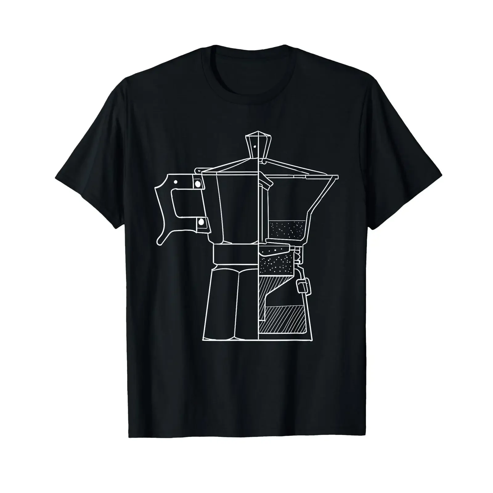 Mokka Pot Italian Coffee Lover T Shirt vintage Washed streetwear Stylish Top For Everyday Wear Slightly Casual Breathable Soft