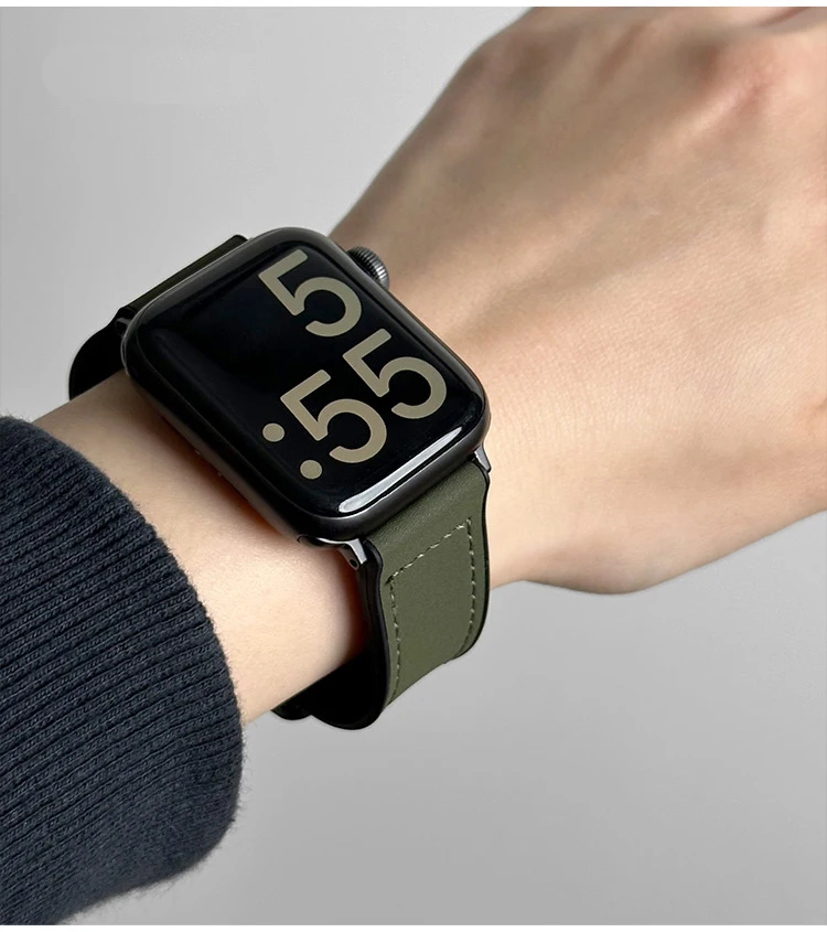 Leder + Silikonarmband für Apple Watch Band Ultra 49 mm 44 mm 45 mm 41 mm 46 mm 40 mm 42 mm Magnetarmband iWatch Serie 10 9 8 7 6 – Detail 16
