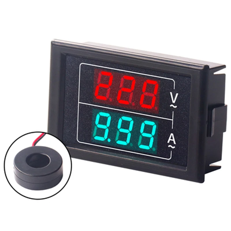 AC50-500V 220V Dual Display Voltage Current Meter Detector Meter Amperimetro LED Voltmeter Ammeter Electrical Instrument