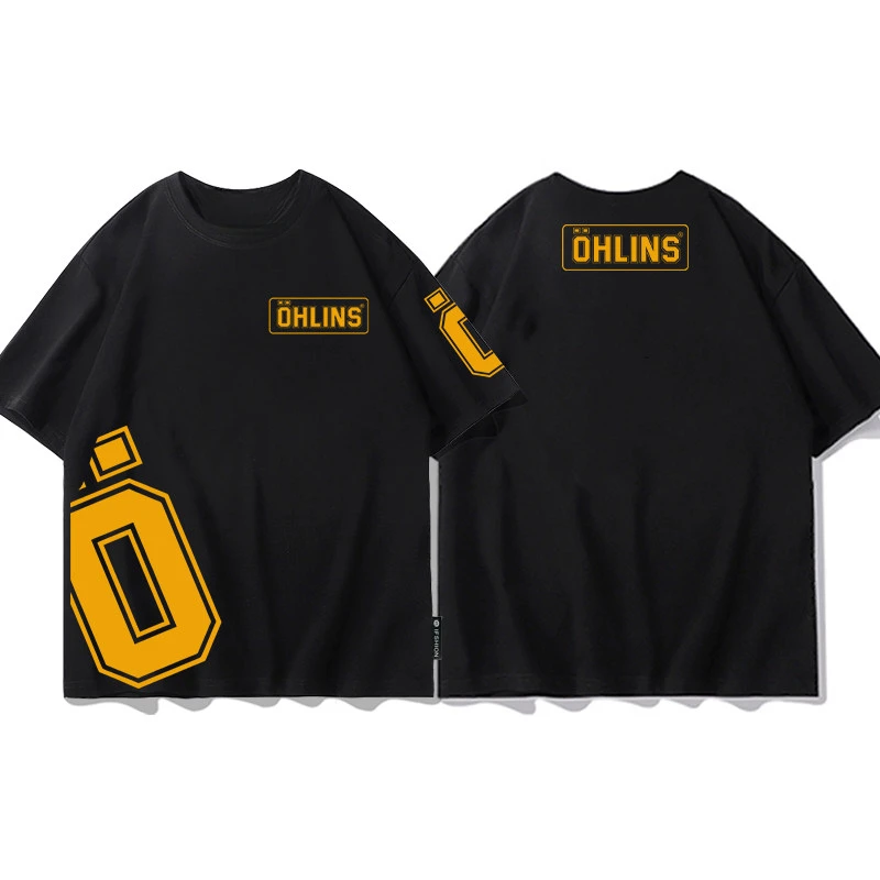 Summer OHLINS Black T-shirt Collection Motorcycle Shock Absorber Print Short Sleeve T-shirt 2026 New Summer Racing Fan Clothes