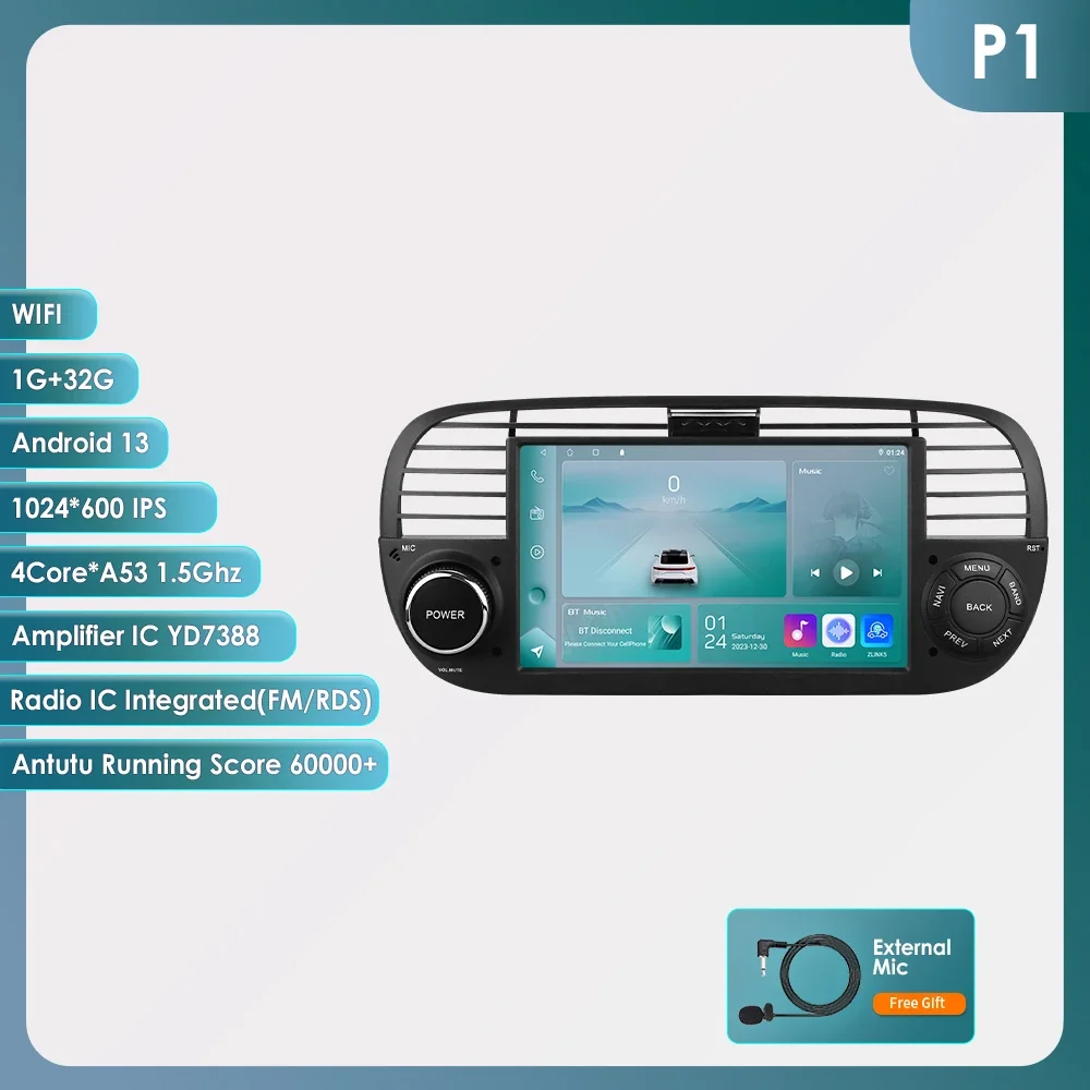 7862 1 Din Android Autoradio Speler voor FIAT 500 2007-2015 Auto Multimedia Stereo Carplay GPS Video Audio 7 inch Auto Autoradio